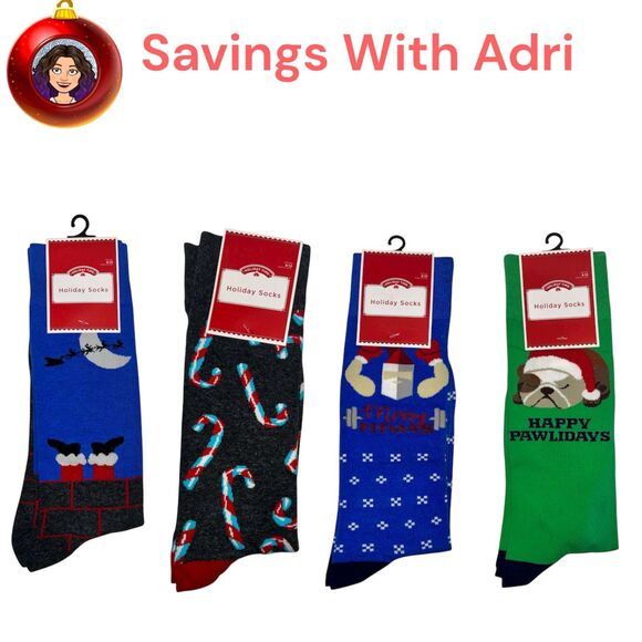 4x Holiday Time Men's Holiday Socks  Size 6-12 - Picture 1 of 5